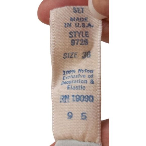 Vintage 70s Olga Peignoir Set Lace Trim Robe Gown Womens Size 36 Blue - Picture 12 of 12